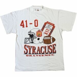 Vintage 1996 Syracuse Orangemen Football T Shirt Mens Medium White USA Made